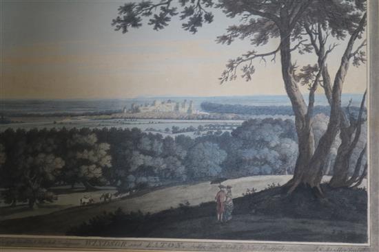 A Stadler coloured engraving of Windsor and Eaton 20 x 32cm